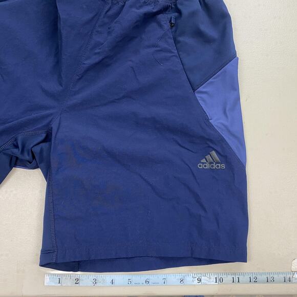 Adidas Cordura Shorts Mens Medium Blue Athletic Outdoor Running Zip Pocket - Picture 9 of 15